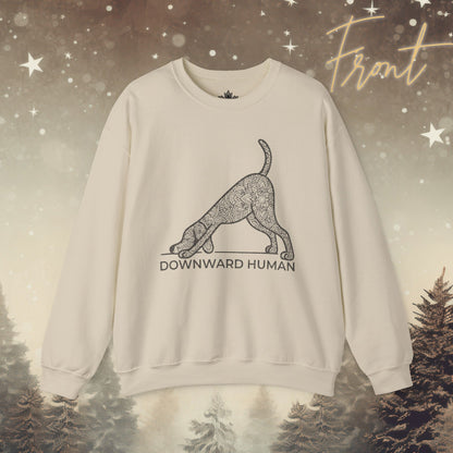 Downward Human Sweatshirt - Mandala Dog