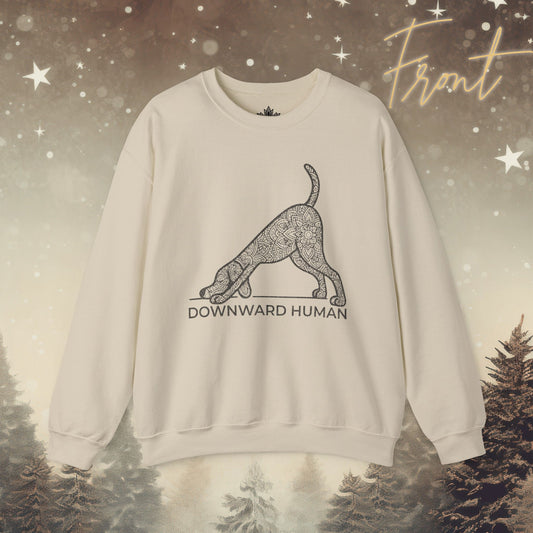 Downward Human Sweatshirt - Mandala Dog