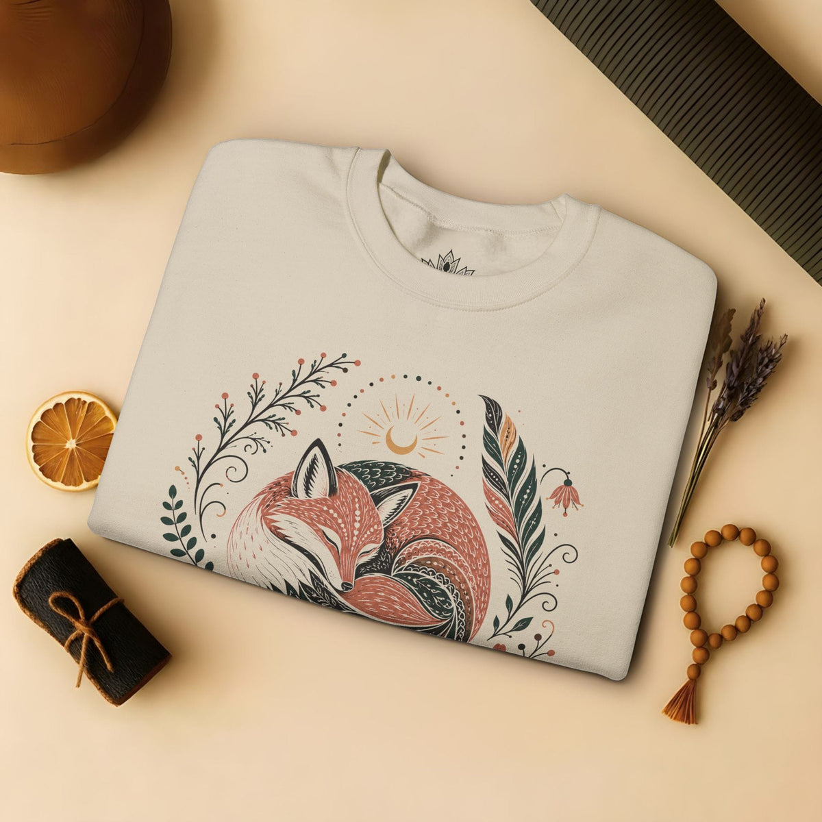 Printify Sweatshirt Boho Fox & Feathers Sweatshirt Boho Fox & Feathers Sweatshirt