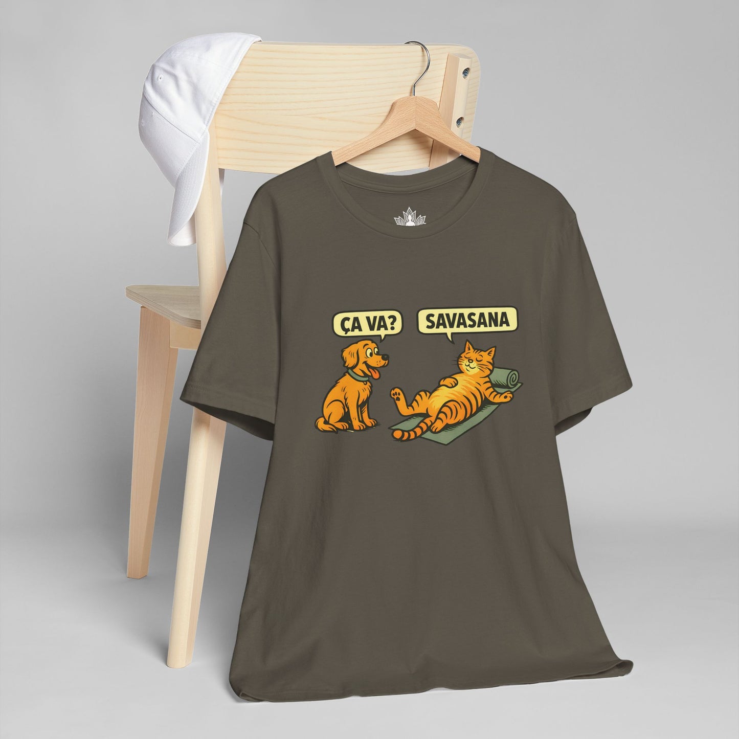 Ça Va French Savasana – Funny Pets Yoga Men Tee