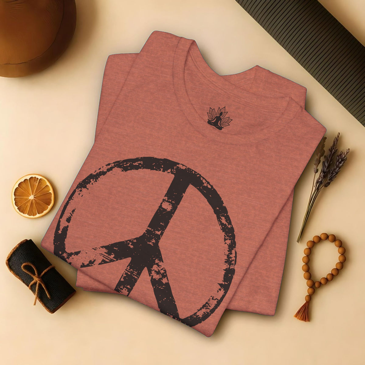Vintage Peace Symbol Black Print Tee