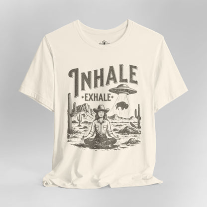 Cowgirl Inhale Exhale – Western UFO Mindfulness Tee