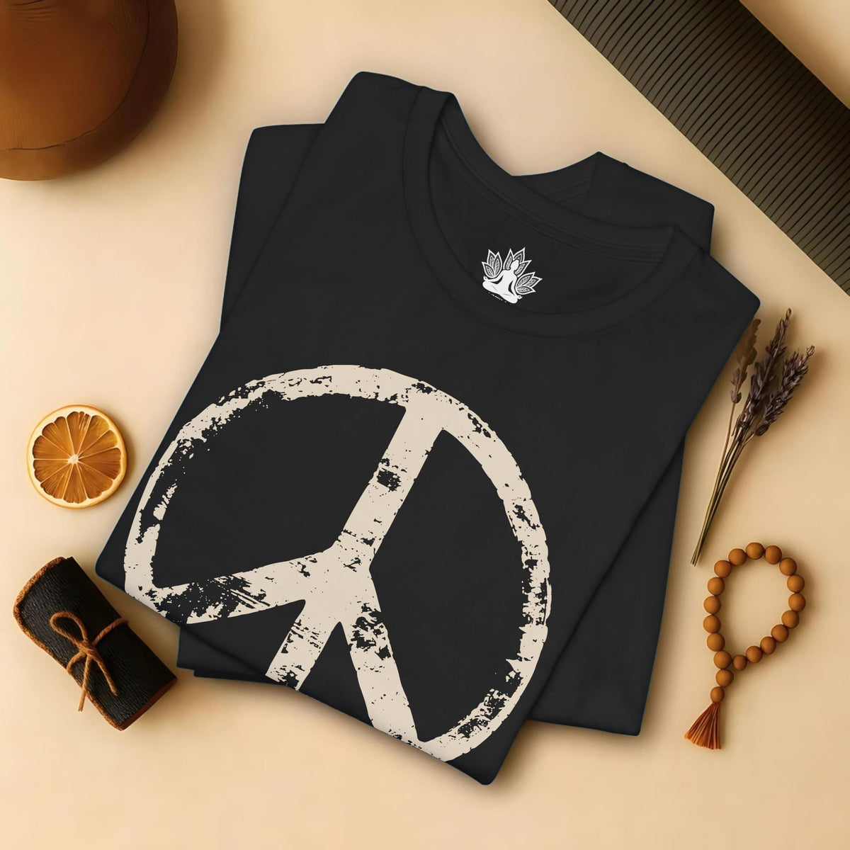 Vintage Peace Symbol Light Print Tee