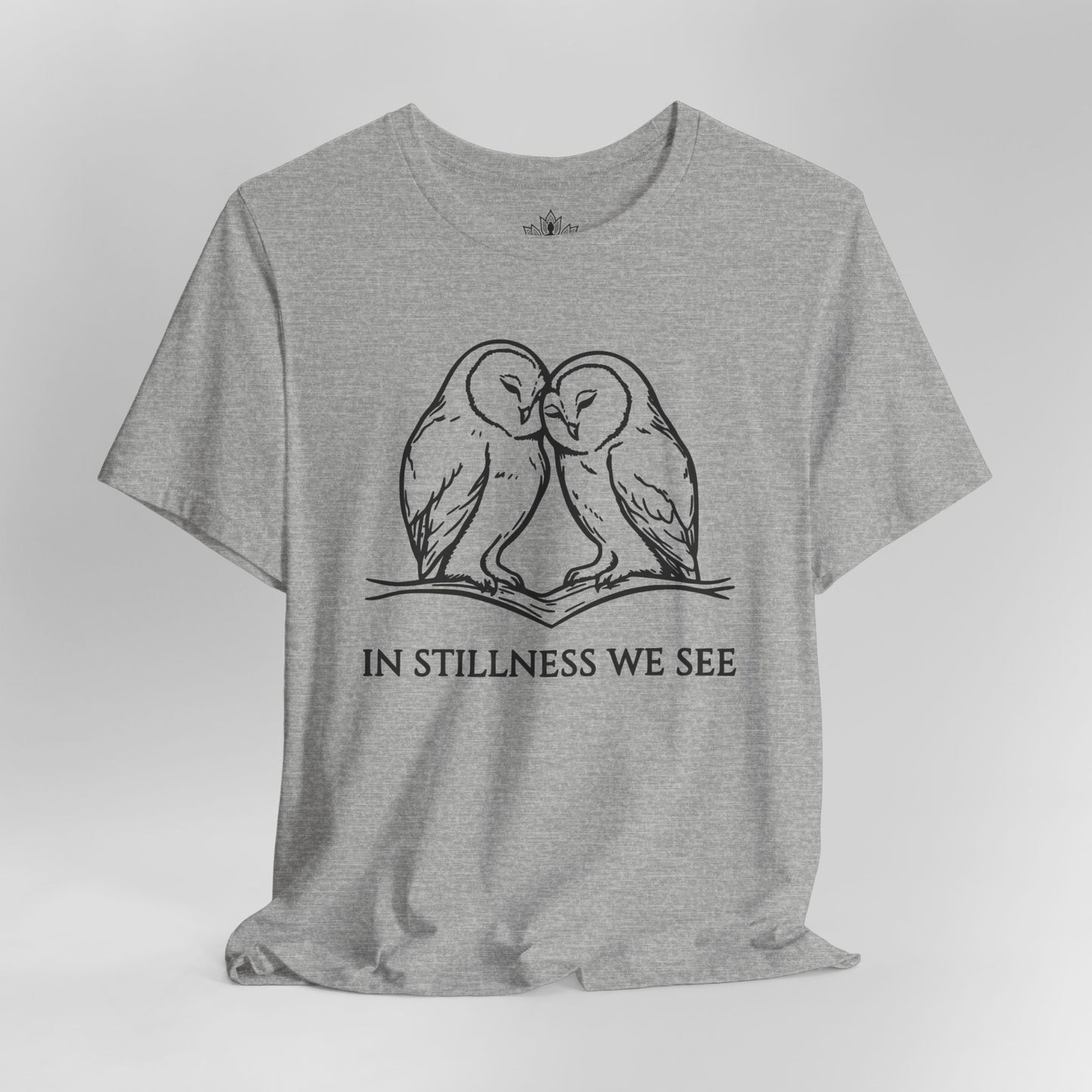In Stillness We See – Heart Owl Meditation Tee