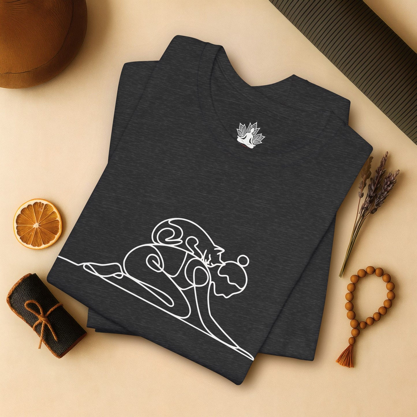 Cat on Back Yoga Pose – Line Art Tee