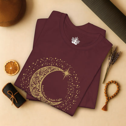 Inhale Peace Exhale Light - Mandala Moon Tee