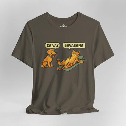 Ça Va French Savasana – Funny Cat Yoga Tee