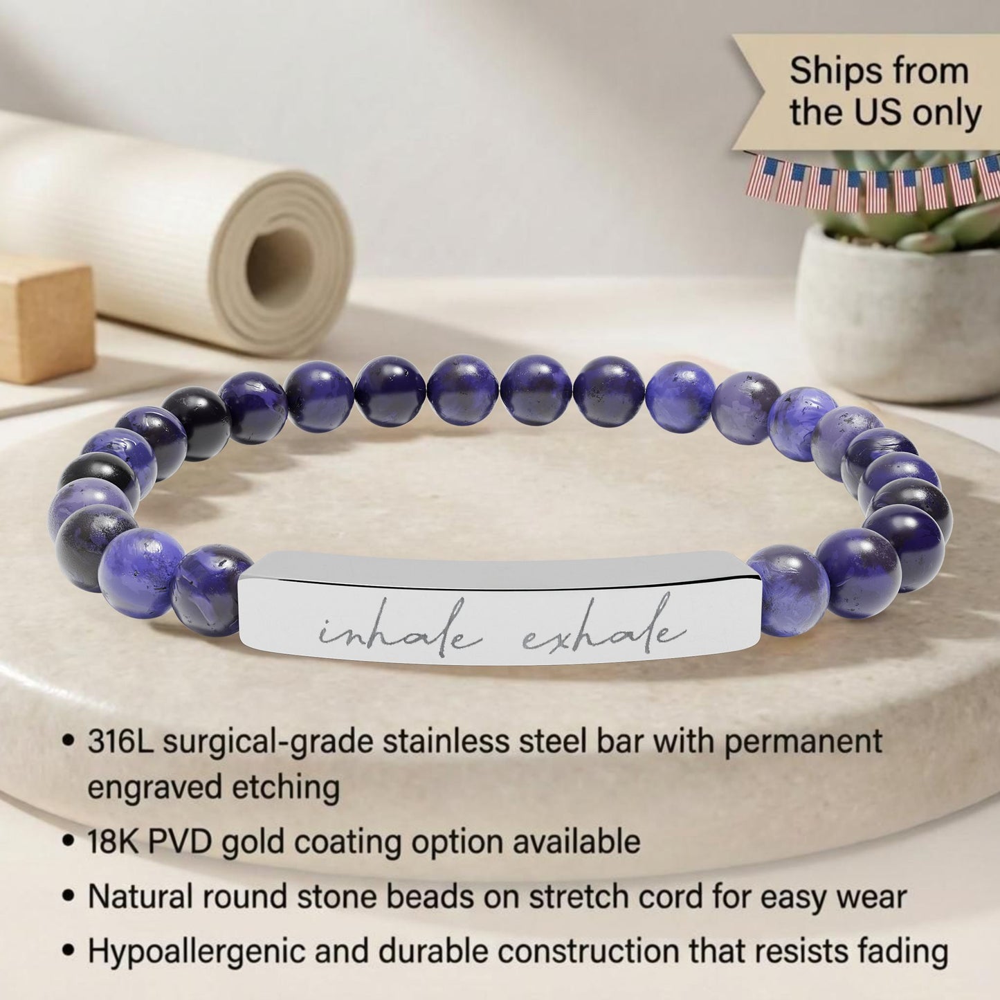 Inhale Exhale - Natural Stone Bead Energy Bracelet