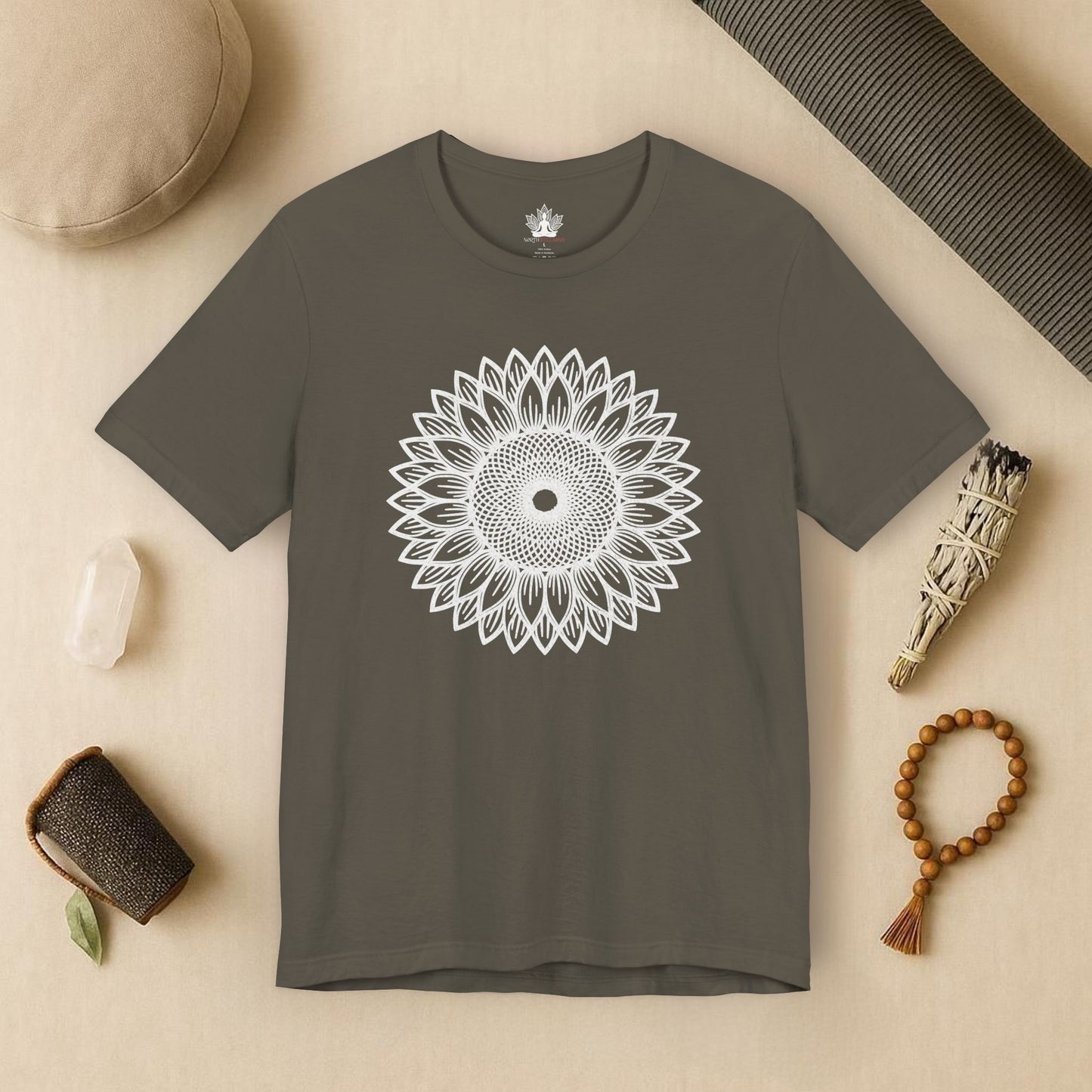 Sunflower Mandala – Geometric Mindful Tee