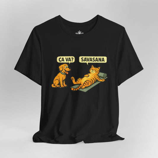 Ça Va French Savasana – Funny Pets Yoga Men Tee