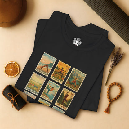 Yoga Postage Poses – Vintage Stamp Tee