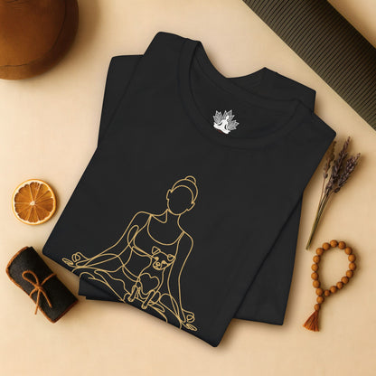 Yoga with My Dog – Minimalist Line Art Tee