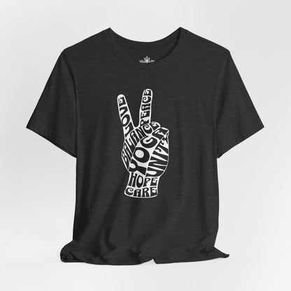 Peace Hand – Retro Word Art Tee
