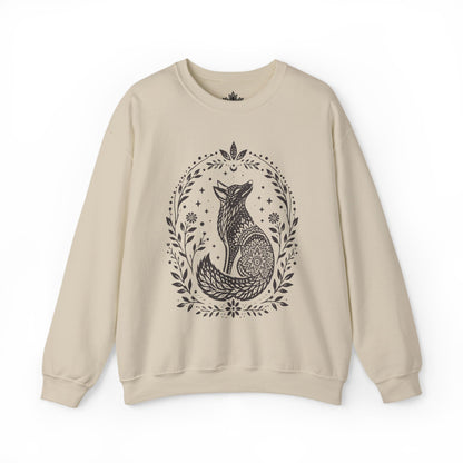 Boho Mandala Fox Linocut Sweatshirt