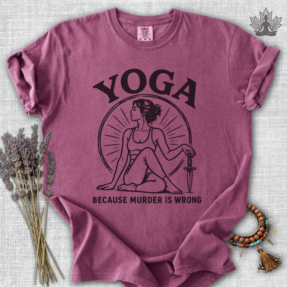 Yoga Because Murder Is Wrong Retro Comfort Colors® Tee