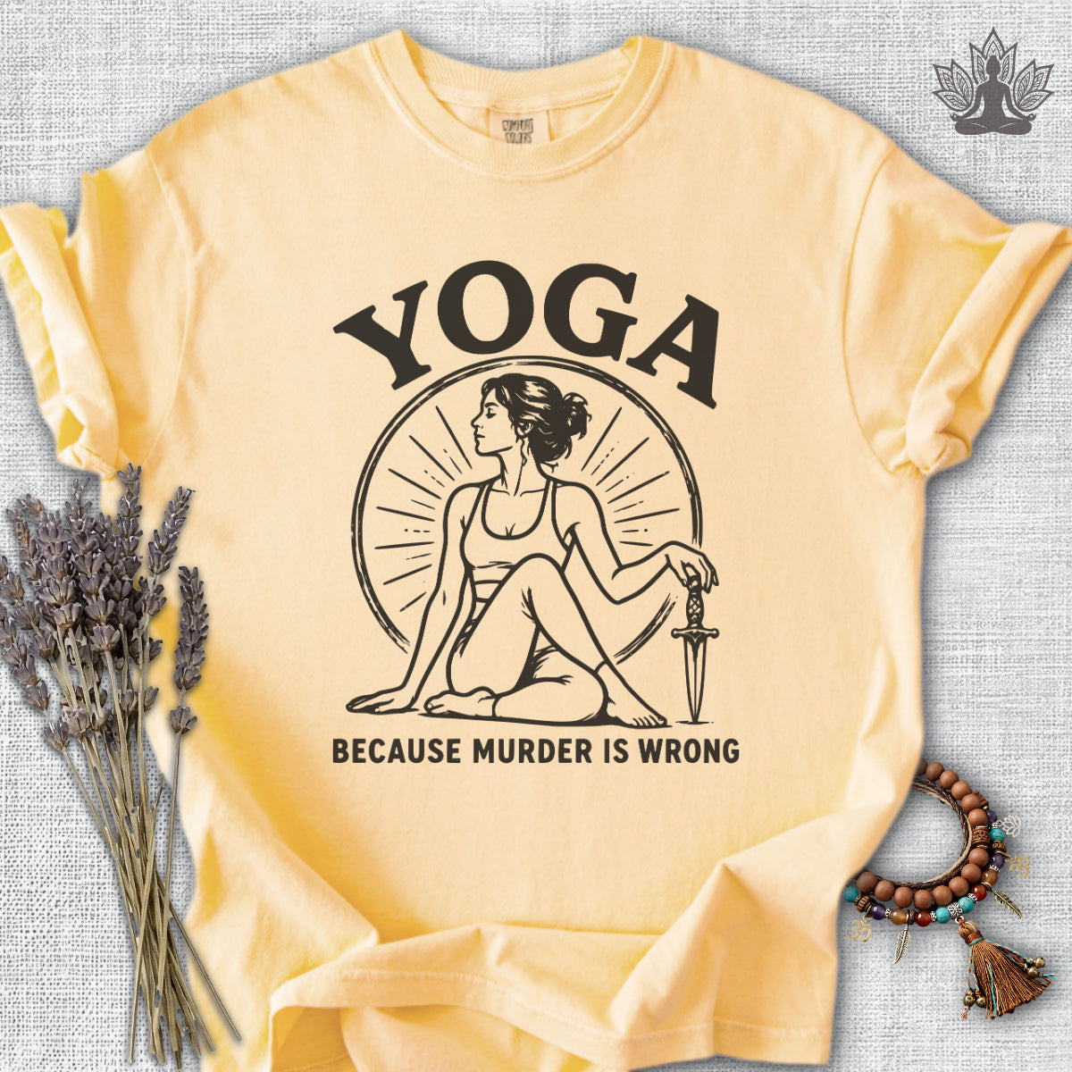 Yoga Because Murder Is Wrong Retro Comfort Colors® Tee