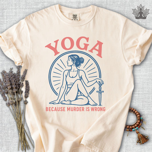Yoga Because Murder Is Wrong Retro Comfort Colors® Tee