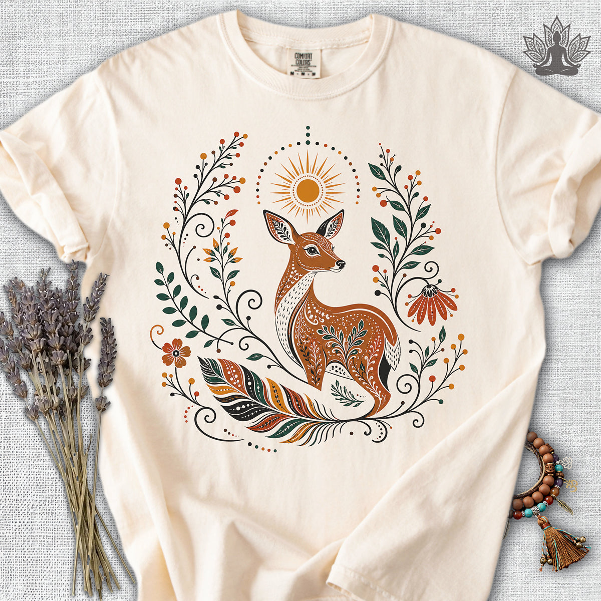Boho Deer & Feathers Comfort Colors® Tee