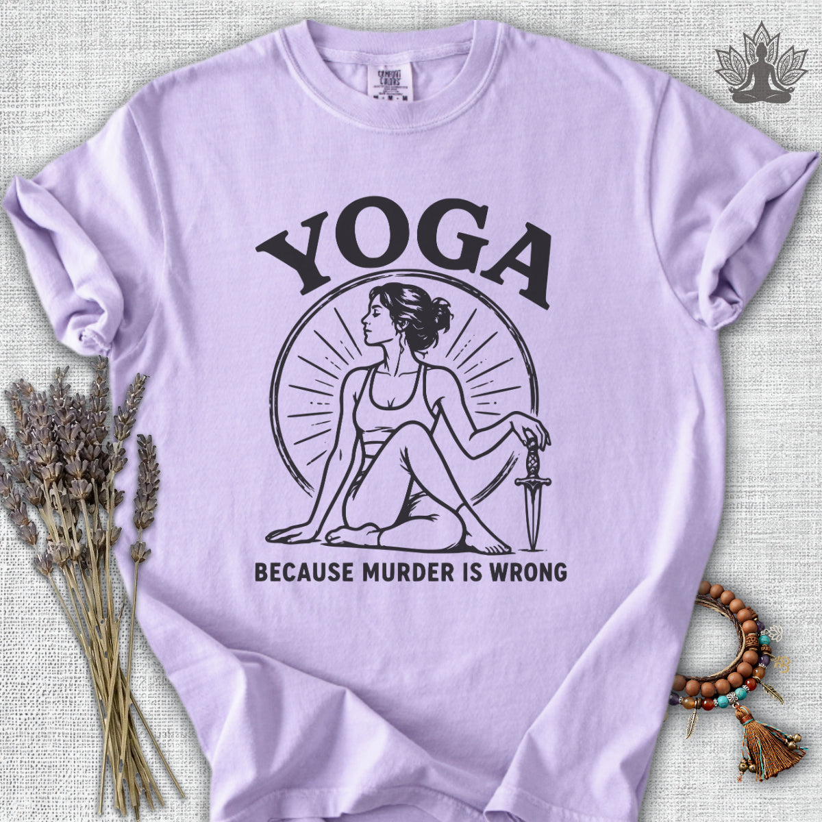 Yoga Because Murder Is Wrong Retro Comfort Colors® Tee