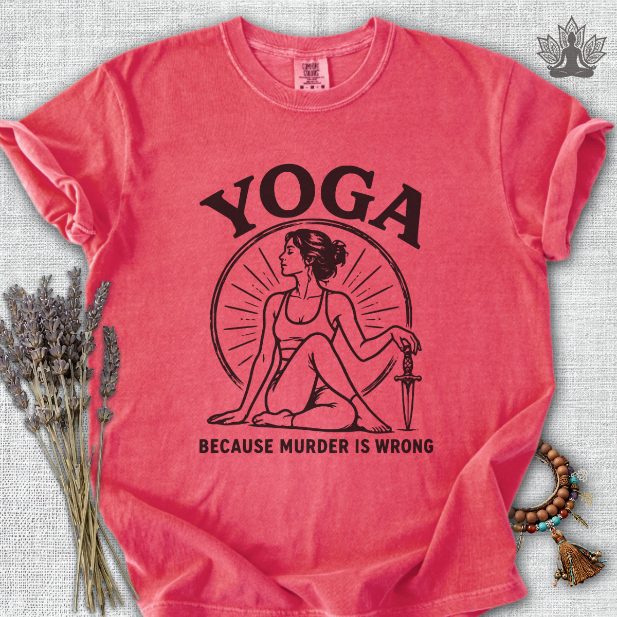 Yoga Because Murder Is Wrong Retro Comfort Colors® Tee