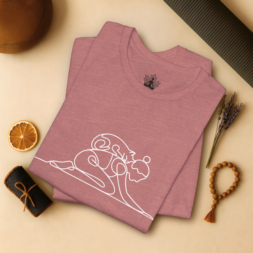 Cat on Back Yoga Pose – Line Art Tee