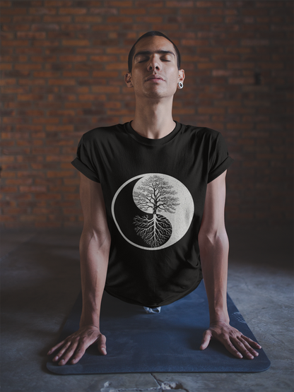Yin Yang Tree of Balance - Spiritual Nature Men Yoga Tee