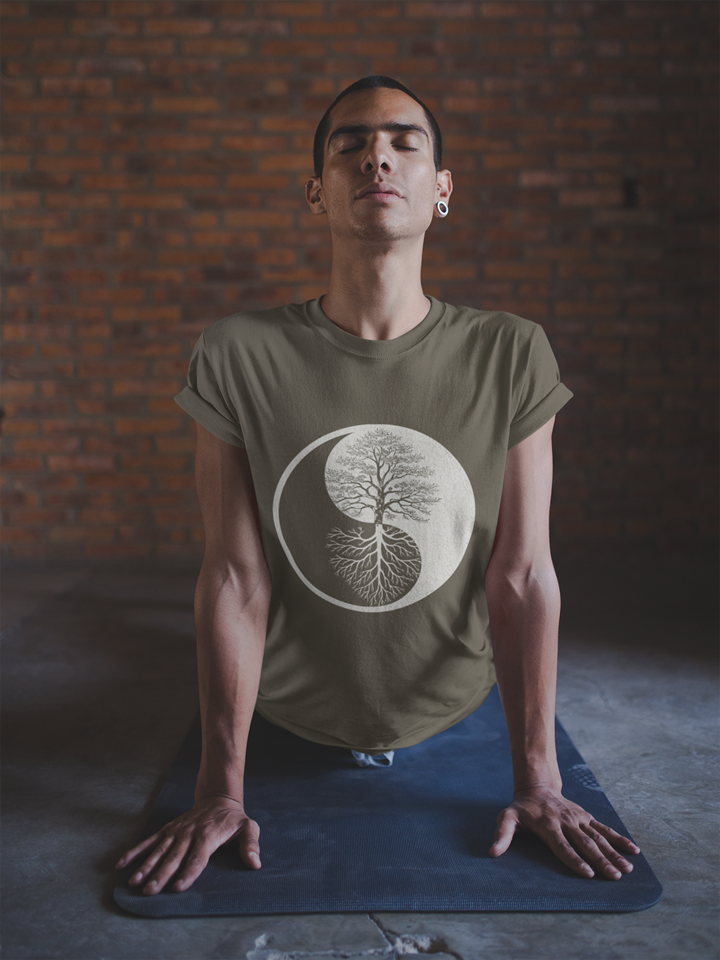 Yin Yang Tree of Balance - Spiritual Nature Men Yoga Tee