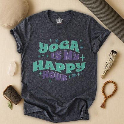 Yoga Is My Happy Hour – Retro Groovy Tee