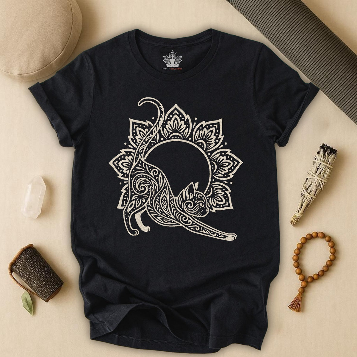 Cat & Mandala - Spiritual Boho Tee