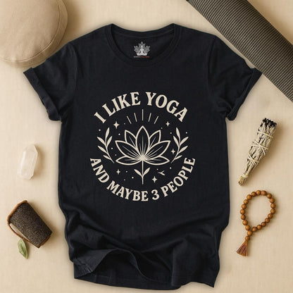 I Like Yoga & Maybe 3 People – Lotus Graphic Tee