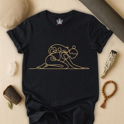 Cat on Back Yoga Pose – Line Art Tee