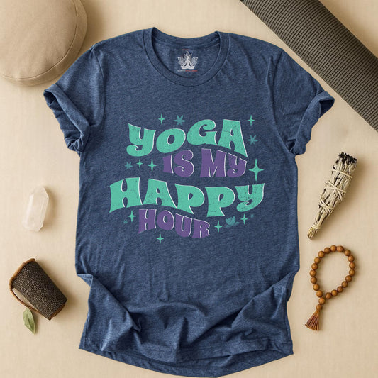 Yoga Is My Happy Hour – Retro Groovy Tee