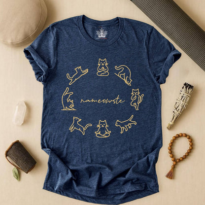 Nameowste Yoga Cats – Minimalist Funny Tee