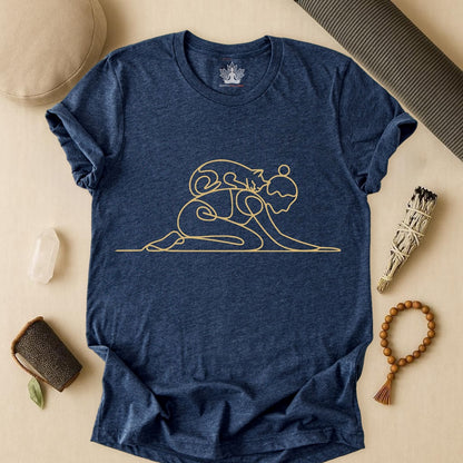 Cat on Back Yoga Pose – Line Art Tee
