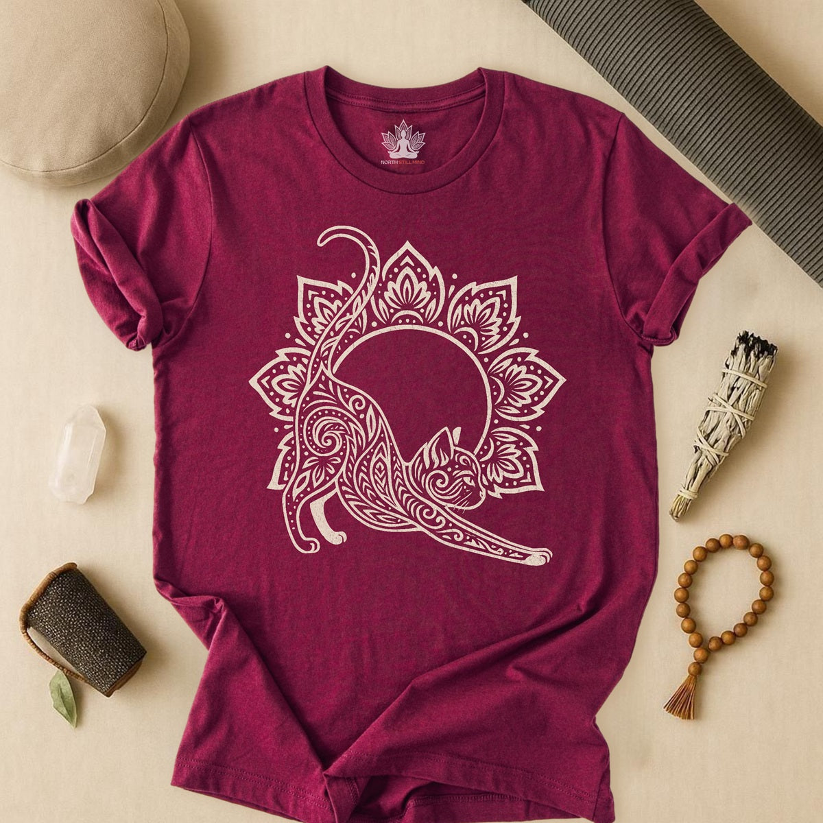 Cat & Mandala - Spiritual Boho Tee