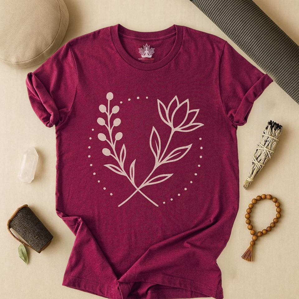 Bloom in Balance – Minimalist Yoga Tee