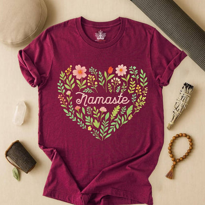 Namaste Floral Heart – Yoga Spirit Tee