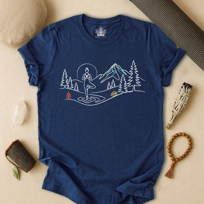 Tree Pose Line Art - Mountain Nature Tee