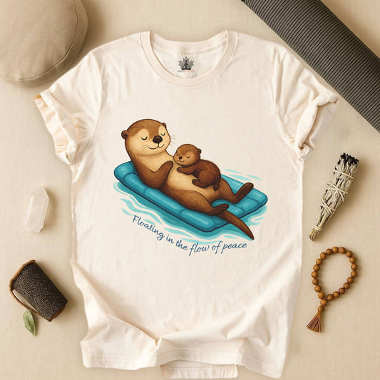 Floating Otters – Cute Zen Mama Tee