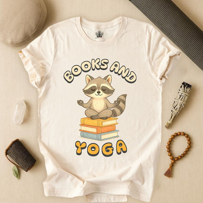 Books and Yoga – Cozy Raccoon Tee