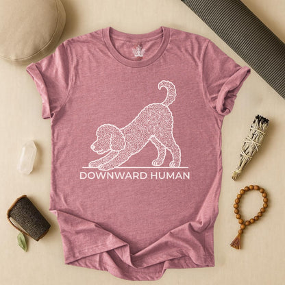 Downward Human – Mandala Labradoodle Dog Yoga Tee
