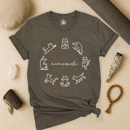Nameowste Yoga Cats – Minimalist Funny Tee