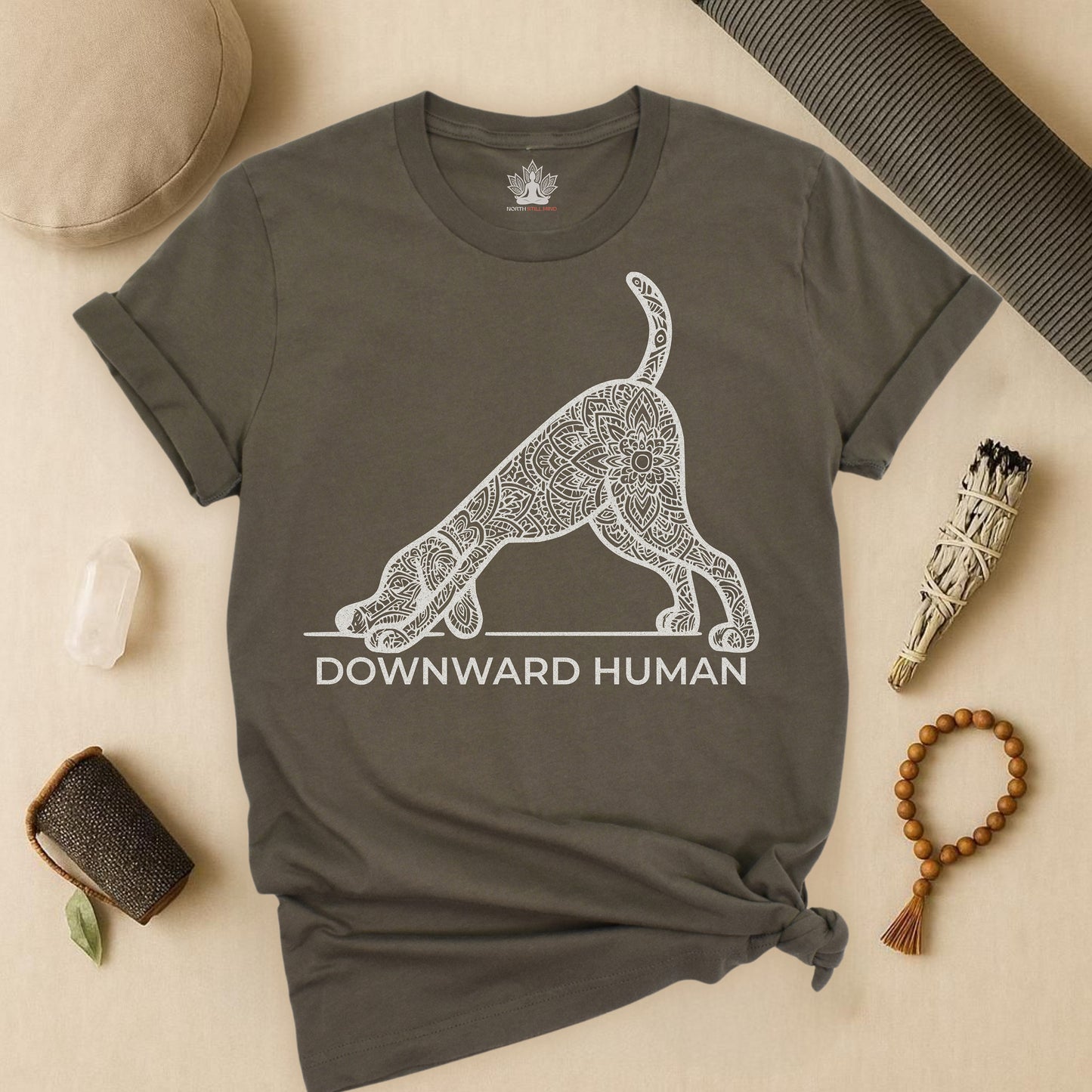 Downward Human – Mandala Dog Yoga Tee