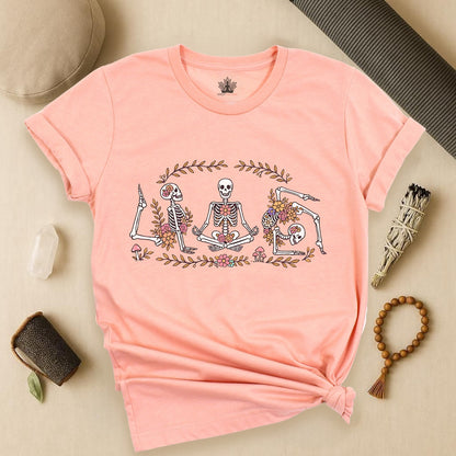 Floral Skeletons – Yoga Halloween Tee