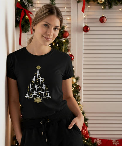 Yoga Poses Christmas Tree – Mindful Holiday Tee
