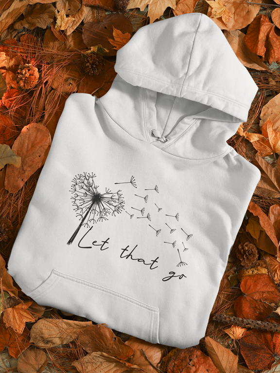 Cozy Champion Hoodie – Let That Go Dandelion Heart