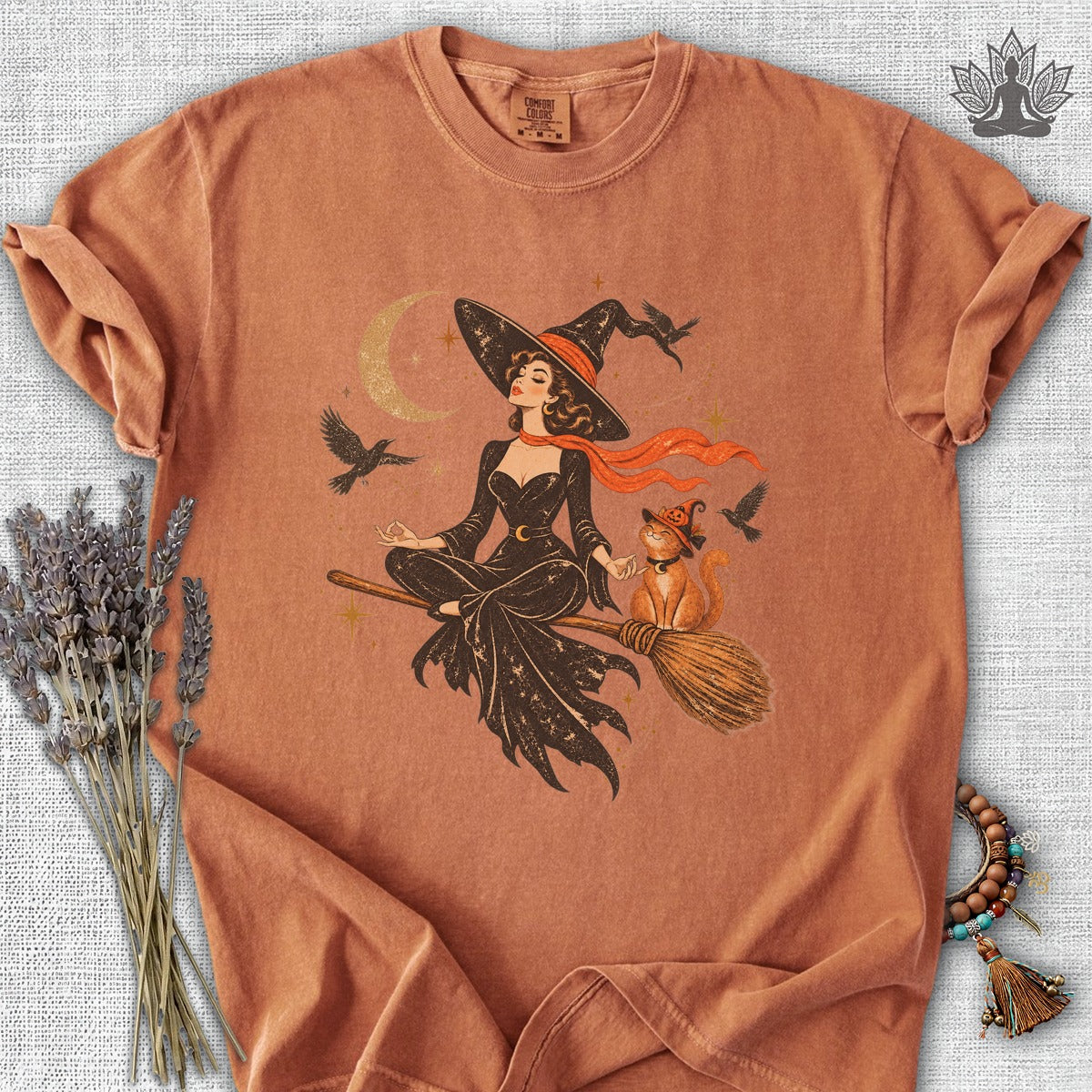 Spellbound Stillness Witch & Cat Halloween Comfort Colors Tee