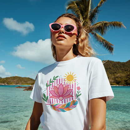 Sunlit Lotus Feather Tee